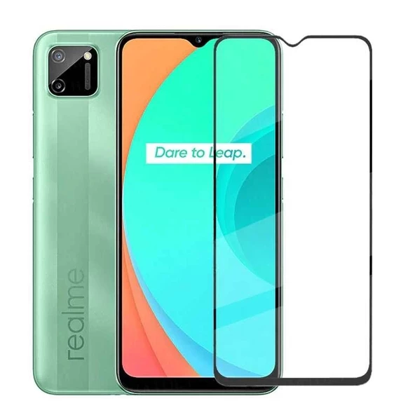 Realme C11 Uyumlu Kenarları Kırılmaya Dayanıklı Cam Ekran Koruyucu