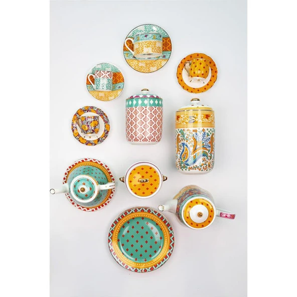 Lucky Art Eliana Bone Porselen Karışık Desenli Kavanoz 16 cm LYHD 588 - 2