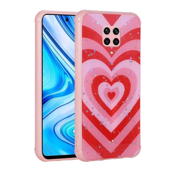 Xiaomi Redmi Note 9 Pro Kılıf Simli Desenli Kamera Korumalı Parlak Uyumlu Popy Kapak