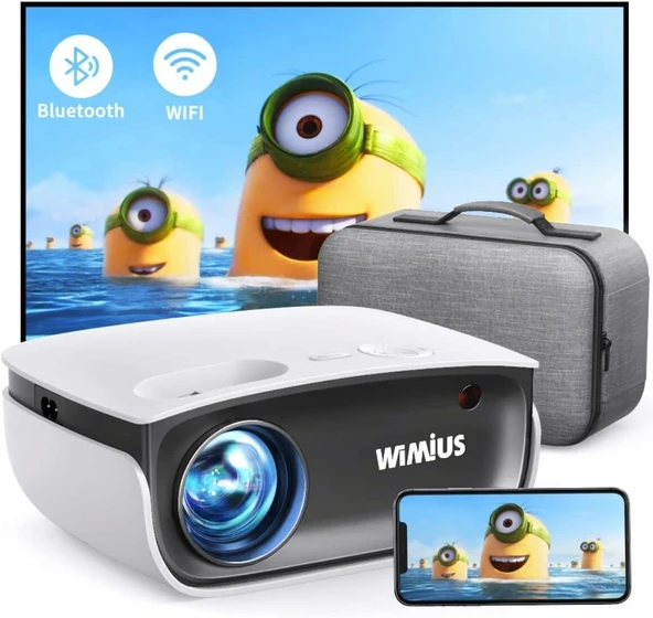 WiMiUS Mini Projektör WiFi ve Bluetooth Özellikli - 1080P Destekli