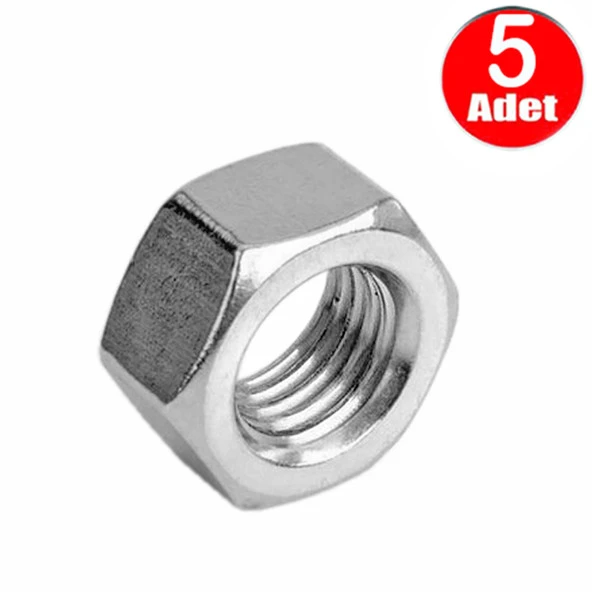 M16 Somun Dın 934 Beyaz Galvanizli Somun -5 Adet