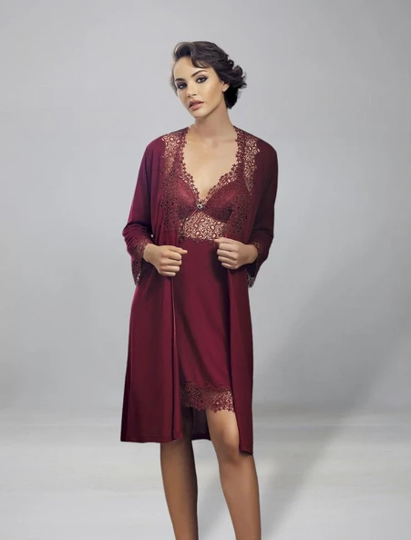 190 6'lı Takım Kısa Penye Gecelik Sabahlık Takım - 2