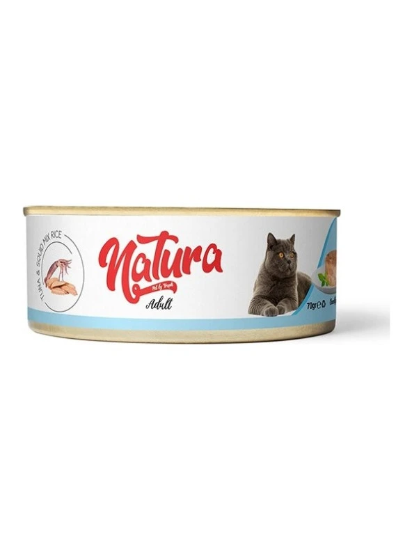 Natura Pet Adult Tahılsız Ton Balık ve Kalamarlı Yetişkin Kedi Konservesi 70 gr ürün görseli 1