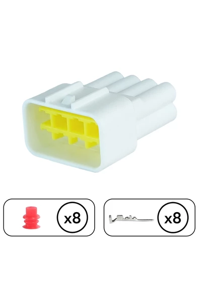 İş Makine Soketi Beyaz Dişi 8 Pin Kablosuz