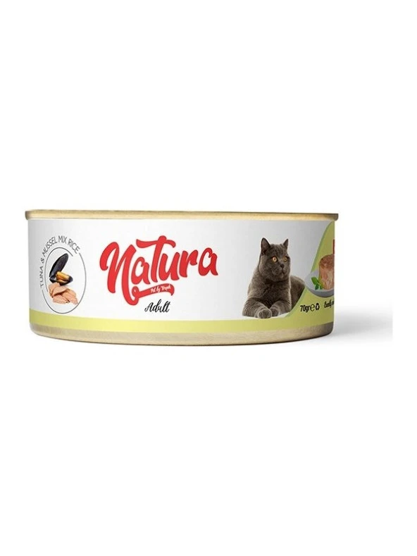 Natura Pet Adult Tahılsız Ton Balık ve Midyeli Yetişkin Kedi Konservesi 70 gr