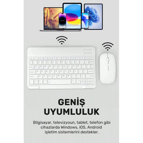 Ultra İnce Taşınabilir Kablosuz Bluetooth Klavye Mouse Seti - 2