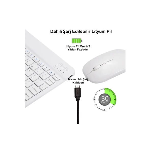 Ultra İnce Taşınabilir Kablosuz Bluetooth Klavye Mouse Seti - 4