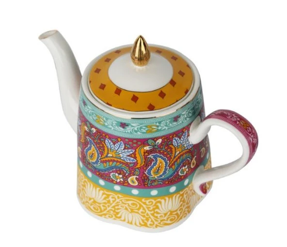 Lucky Art Eliana Bone Porselen Karışık Desenli Çaydanlık 800 ml LYHD 585 - 2