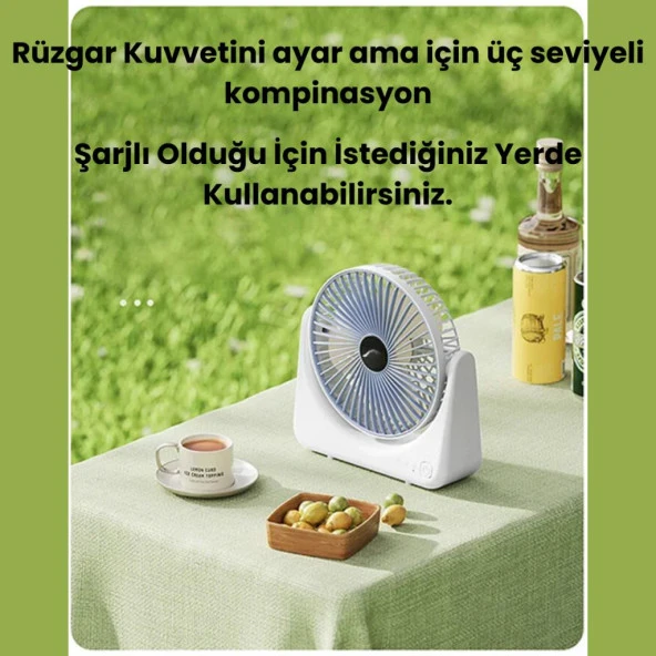 Coofbe Taşınabilir Hız Ayarlı Serenity Sessiz 1200 Mah Şarjlı Masaüstü Vantilatör Ev Ofis Vantilatör - 4
