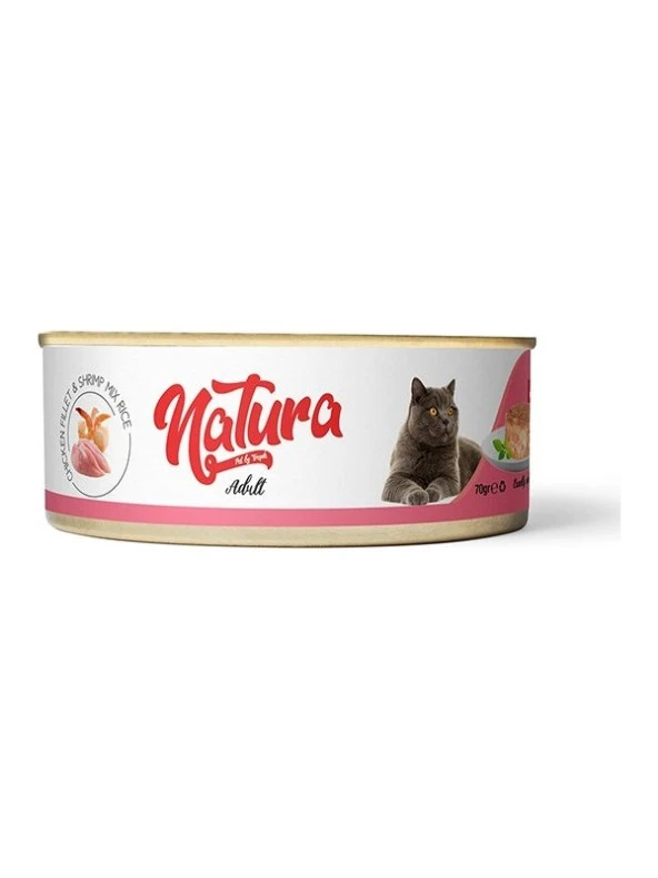 Natura Pet Adult Tahılsız Tavuk Fileto ve Karidesli Yetişkin Kedi Konservesi 70 gr ürün görseli 1