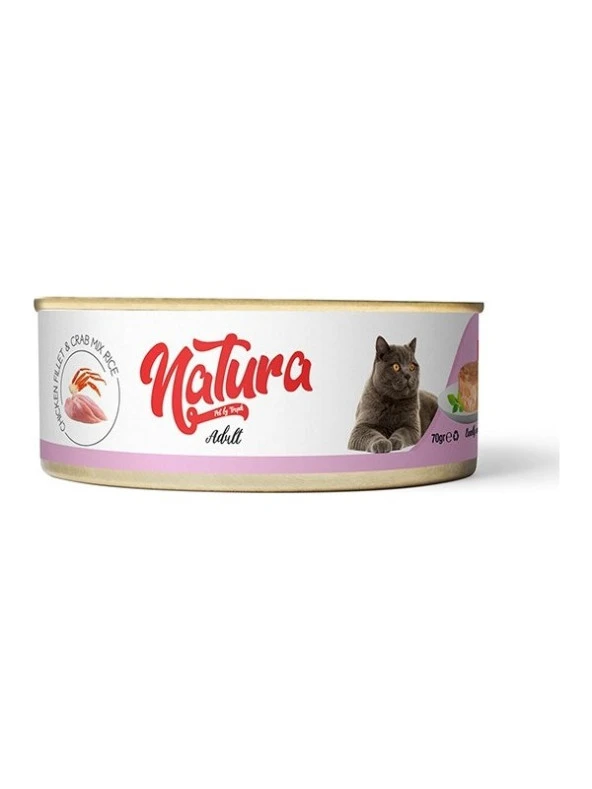 Natura Pet Adult Tahılsız Tavuk Fileto ve Yengeçli Yetişkin Kedi Konservesi 70 gr