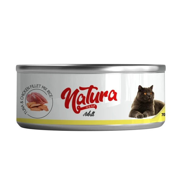 Natura Pet Adult Tahılsız Ton Balık ve Tavuk Filetolu Yetişkin Kedi Konservesi 70 gr