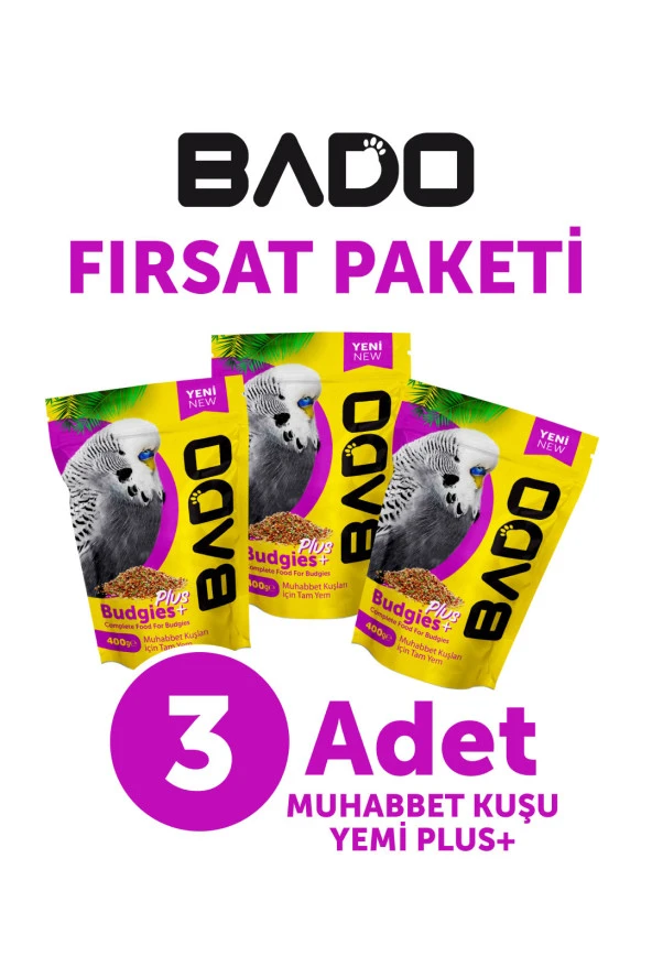 Bado Muhabbet Kuş Yemi Vitaminli 400GR 3Lü