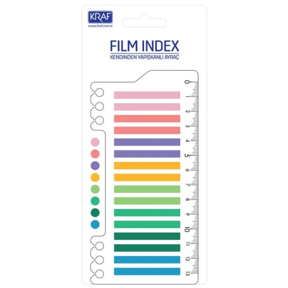 Kraf Index Film (PP) 16x20 yp 6x45 mm Cetvelli Bright Color 16645-1 (1 Adet)