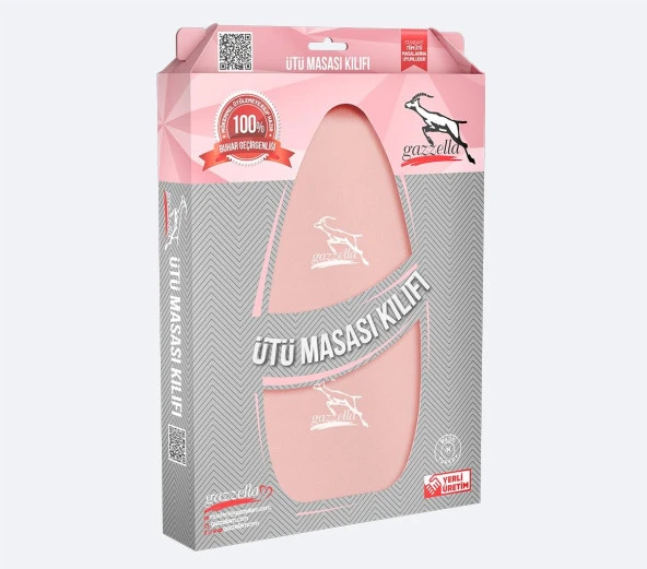 Gazella Ütü Altlığı +  Ütü Masası Kılıfı Bezi 50 x 135 cm Pudra Set - 2