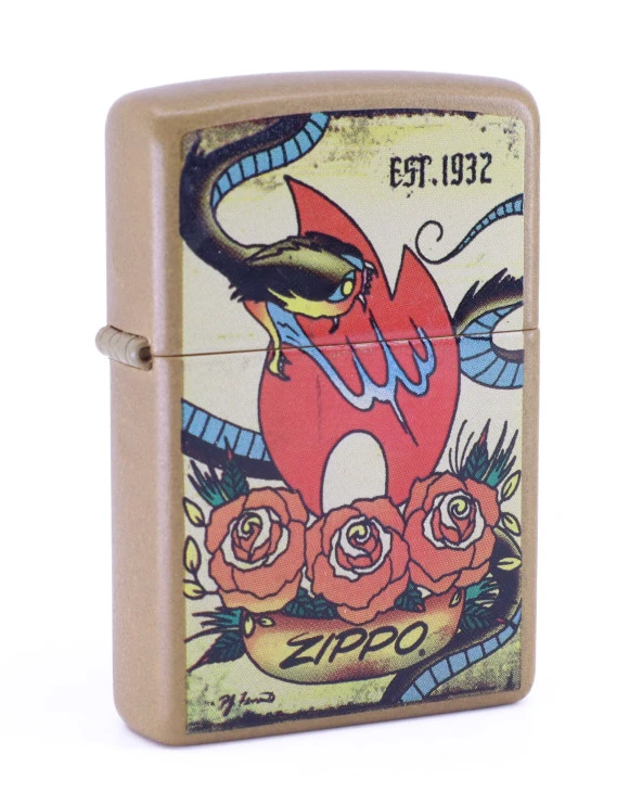 Zippo Tattoo Honey Gold Dizayn Çakmak