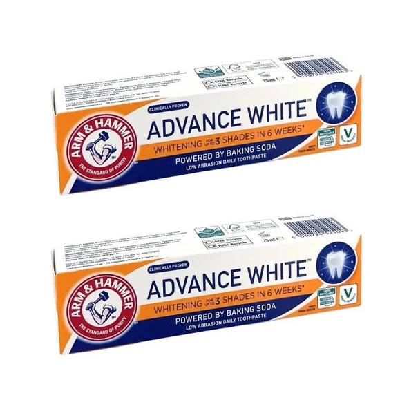 Arm & Hammer Advance White 3 Tona Kadar Beyazlatıcı Florürlü Diş Macunu 75 ml 2 Adet