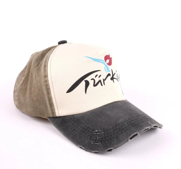 Perlotus Turkey Türkiye Yazılı Pamuklu Eskitme Haki Yeşil Şapka - 3