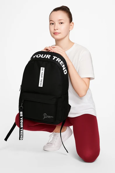 B.Y. Trend Laptop Bölmeli Okul Çantası Be Your Siyah Beyaz 1140 - 5