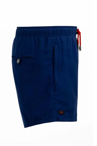 Lacivert Su İtici Özellikli Blue Voyage Nakışlı Erkek Plaj Deniz Şort Mayo - 303-Lacivert - Resim 3