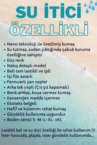 Lacivert Su İtici Özellikli Blue Voyage Nakışlı Erkek Plaj Deniz Şort Mayo - 303-Lacivert - Resim 7