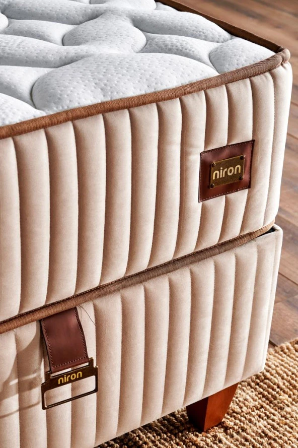 Hades Yatak 200x200 cm Çift Kişilik 30 cm Kalınlığında Paket Yaylı Lüks Yatak Orta Sert Krem Kumaş - 6