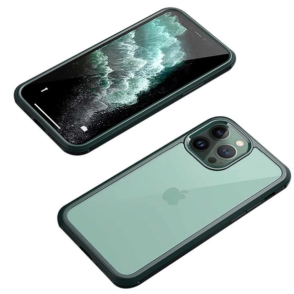 iPhone 13 Pro Uyumlu Kılıf  Dor Silikon Temperli Cam Kapak