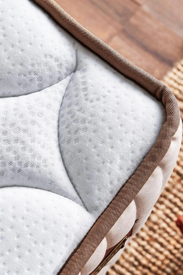 Hades Yatak 90x190 cm Tek Kişilik 30 cm Kalınlığında Paket Yaylı Lüks Yatak Orta Sert Krem Kumaş - Resim 4