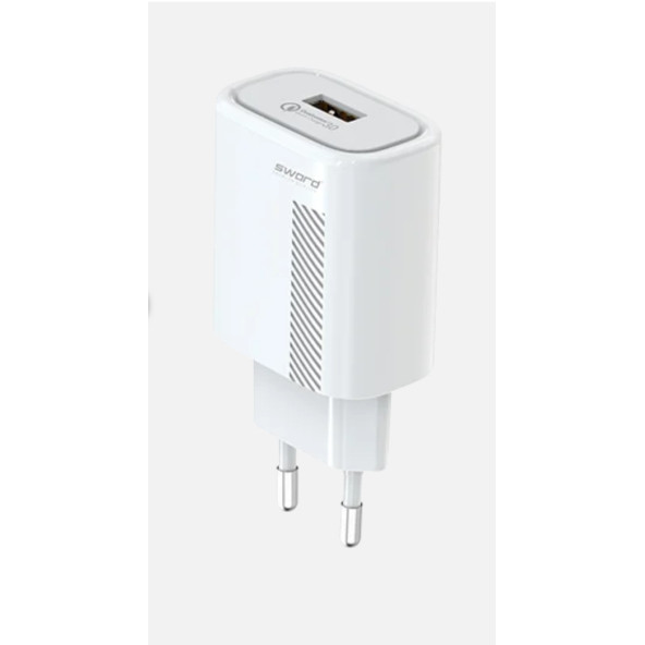 SWORD 3.0 Micro Şarj Seti Qualcomm SW-CA46M BEYAZ QC18W