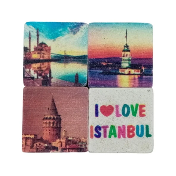 İstanbul Temalı Dörtlü Taş Magnet ürün görseli