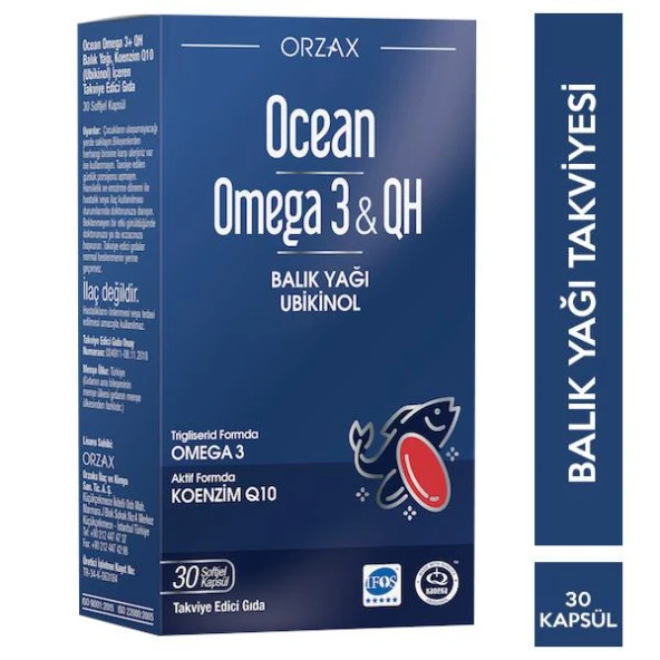 Ocean Omega 3 & QH Takviye Edici Gıda 30 Kapsül - Diş Beyazlatıcı Köpük Hediye