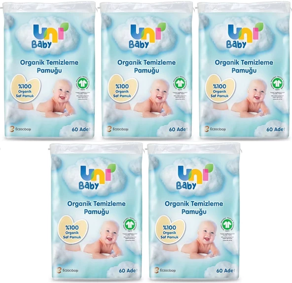 Uni Baby Bebek Temizleme Pamuğu 60 Adet Tekli Pk (5 Li Set)