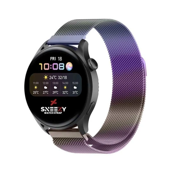 Samsung Galaxy Watch 46mm R800 -Watch 3 45mm R840 22mm Uyumlu Woven Wire Tasarım Metal Hasır Kordon