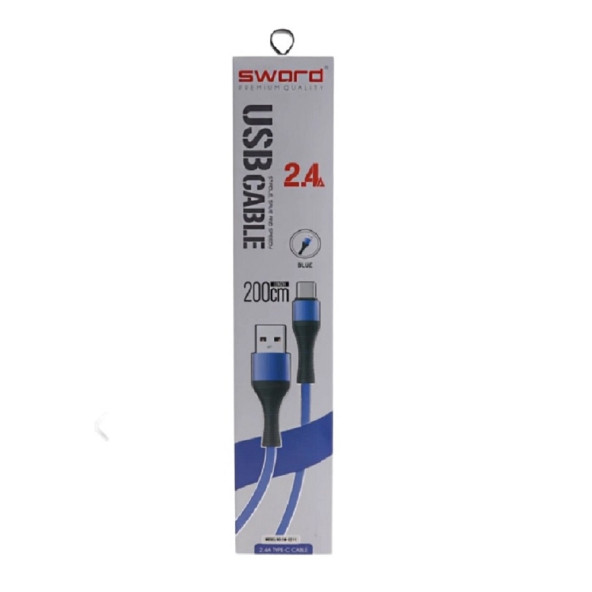 SWORD KABLO SW-C211 TYPE-C 2.4A 2 METRE MAVİ