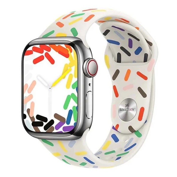 Sneezy Apple Watch 1-2-3-4-5-6-7-8-9 38-40-41MM İle Uyumlu HueFusion Silikon Kordon