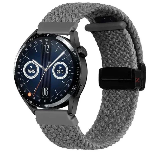 Sneezy Samsung Gear S3 Frontier R760 – S3 Classic R770 22mm FiberLink Manyetik Tokalı Örgü Kordon