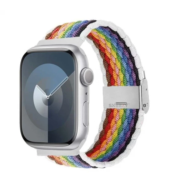 Sneezy Apple Watch 38-40-41mm İle Uyumlu Metal Klips Solo Fiberlink Örgü Kordon