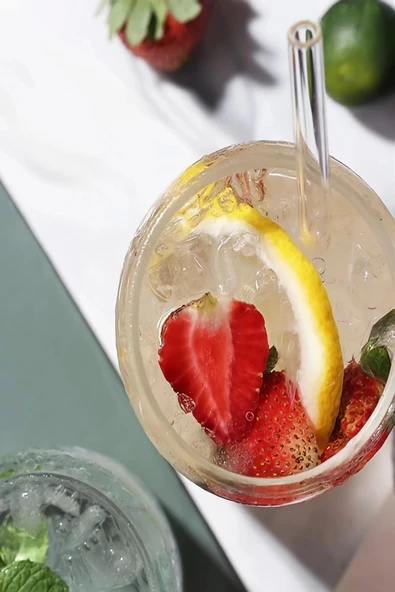 Bambu Kapaklı Pipetli Bardak Sunum Kahve Pinterest Coll lime Bardak - 6