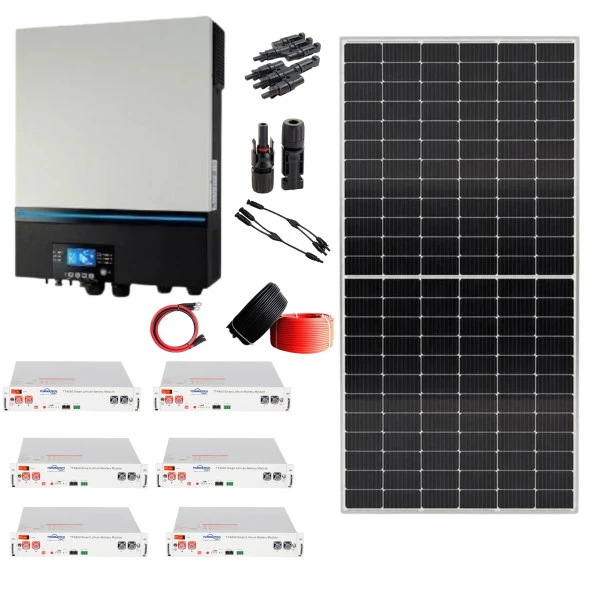 Enerjimar Güneş Enerjisi Solar Paketi 7.2kva İnverter 455 watt Güneş Paneli 48V 50 Amper Lityum Akü