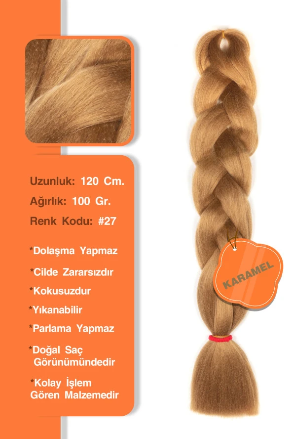 Afrika Zenci Örgüsü Rasta Ve Box Braid için Sentetik Saç - Karamel
