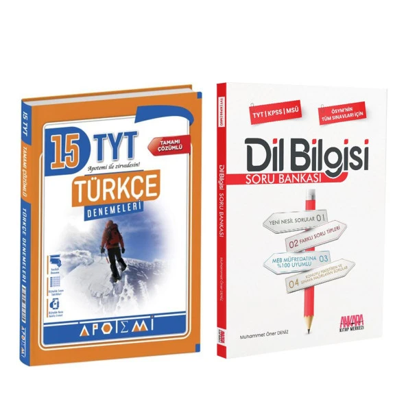Apotemi TYT Türkçe Deneme ve AKM Dil Bilgisi Soru Bankası Seti 2 Kitap