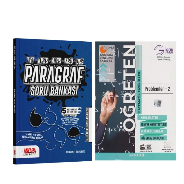 Gür Yayınları Problemler 2 ve Ankara Kitap Merkezi Paragraf Soru Bankası 2 Kitap Set