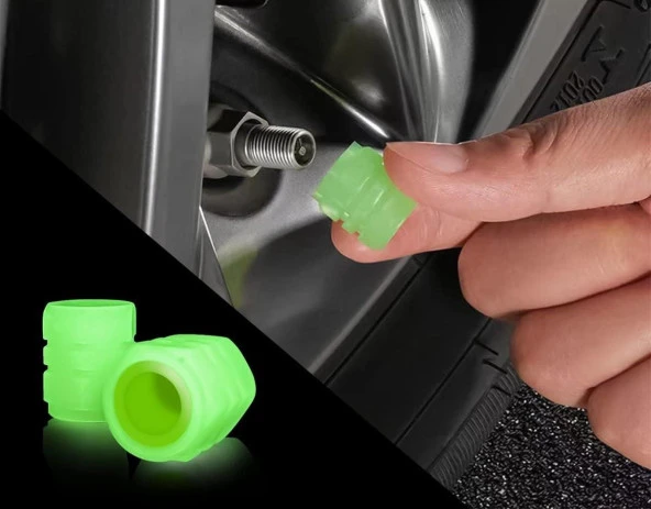 OTO MOTTO Yeşil Fosforlu Sibop Kapağı Gece Parlayan Sibop Kapağı 4'lü Paket - 2