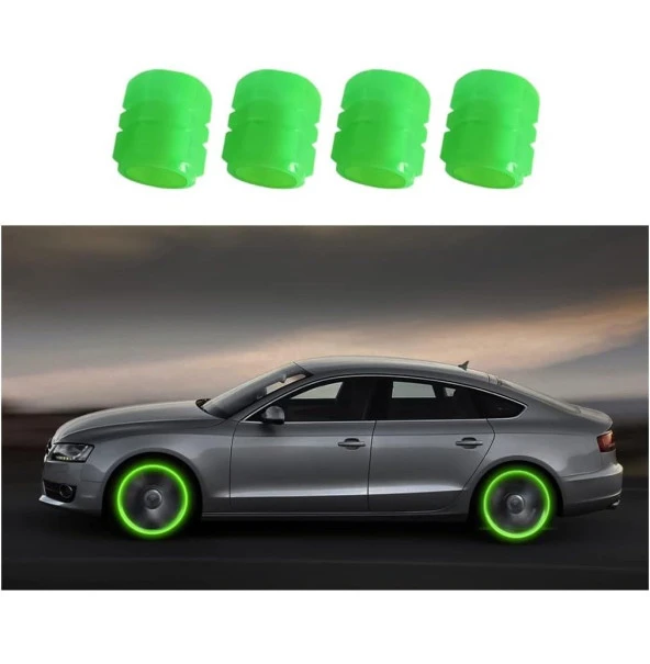 OTO MOTTO Yeşil Fosforlu Sibop Kapağı Gece Parlayan Sibop Kapağı 4'lü Paket - 5