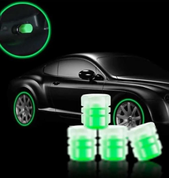 OTO MOTTO Yeşil Fosforlu Sibop Kapağı Gece Parlayan Sibop Kapağı 4'lü Paket - 7