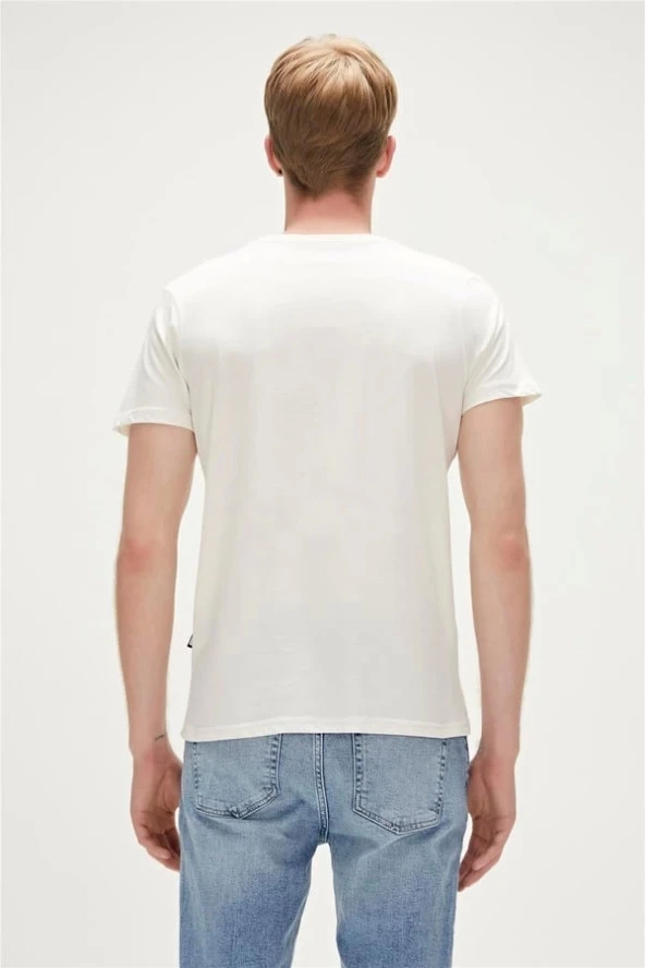 Bad Bear Manuscript T-Shirt Off-White Beyaz Baskılı Erkek Tişört - Resim 4