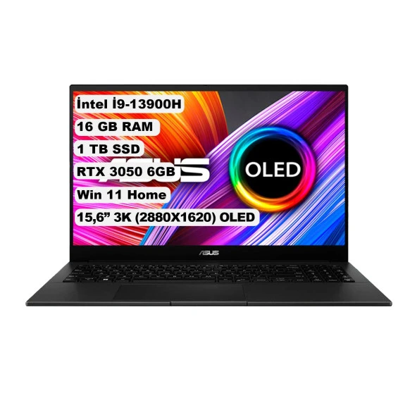 ASUS Creator Q540VJ - Intel i9-13900H - 15,6’’ 3K OLED -16GB – 1TB SSD - RTX 3050 6GB – Q US İng. Klavye – 1 Yıl Garanti