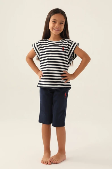 U.s. Polo Assn US 1803 Lisanslı Basic Lacivert Kız Çocuk Kapri Takım