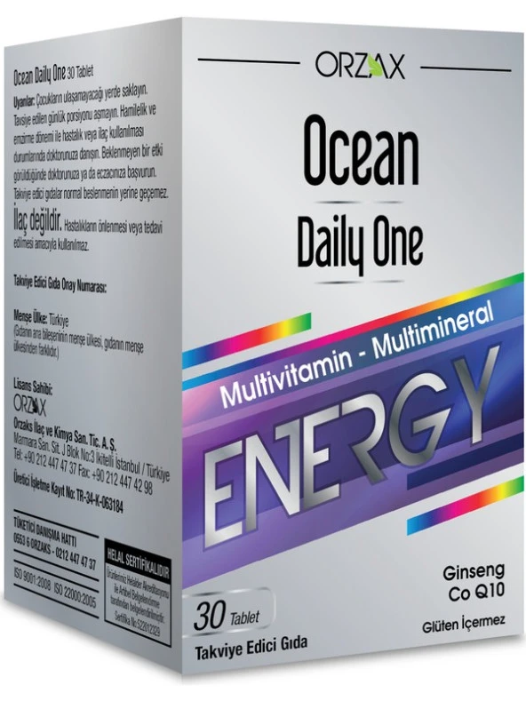 Orzax Ocean Daily One Energy 30 Tablet 6'lı Paket - 1