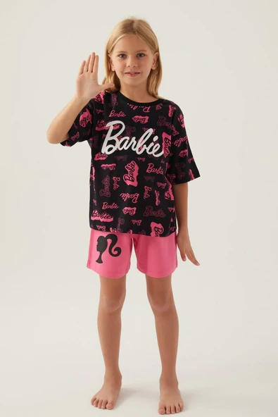 ARNETTA L1705 Barbie Comfortable Siyah Kız Çocuk Şort Takım
